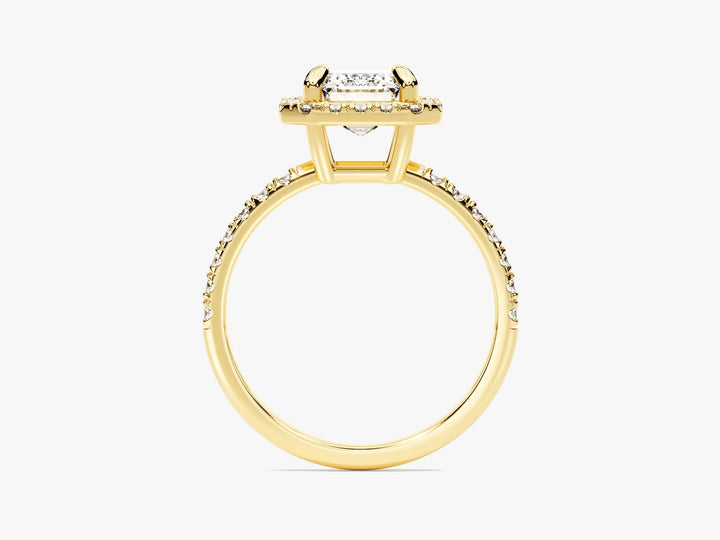 2.0CT Emerald Diamond Halo Pave Setting Moissanite Engagement Ring