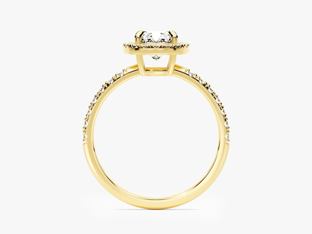 1.0CT Cushion Diamond Halo Pave Setting Moissanite Engagement Ring