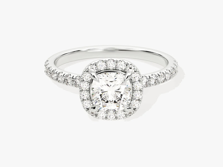 1.50CT Cushion Diamond Halo Pave Setting Moissanite Engagement Ring