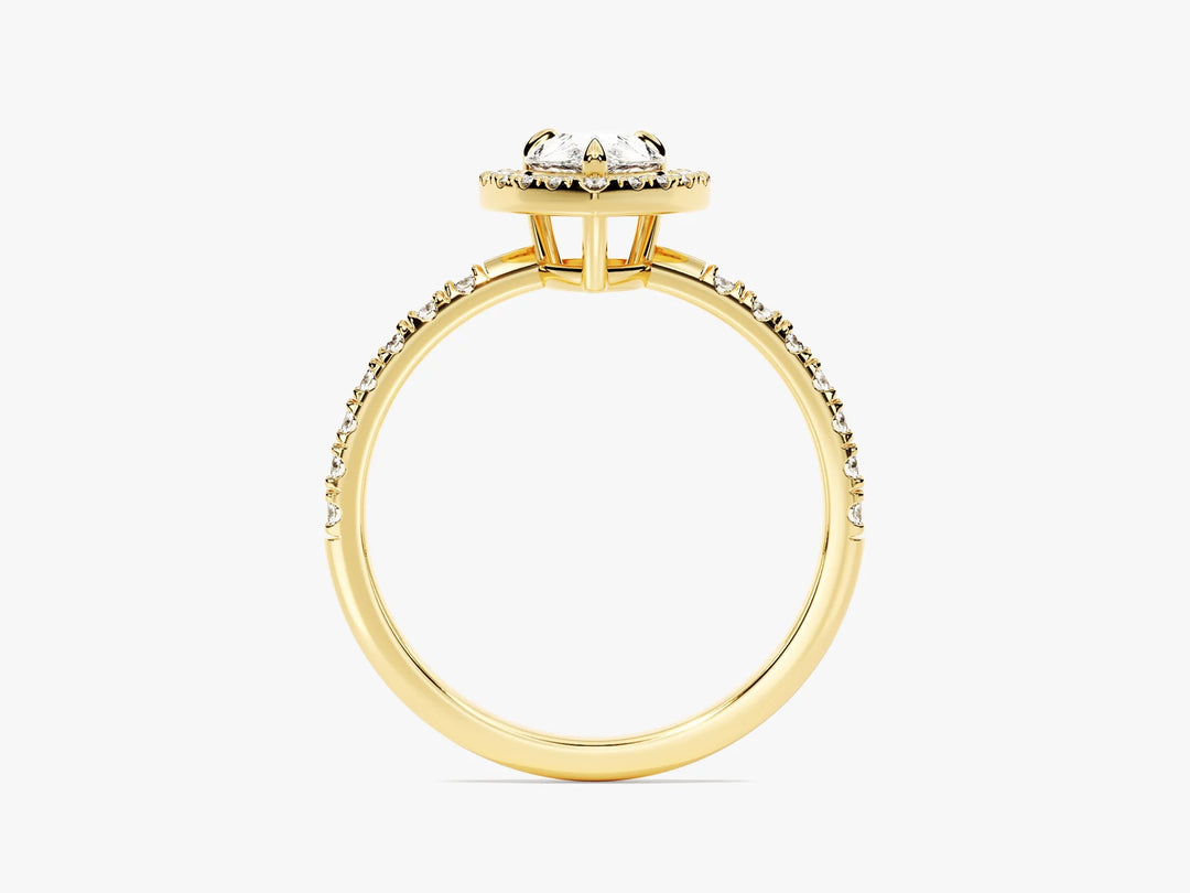 1.0CT Pear Diamond Halo Pave Setting Moissanite Engagement Ring