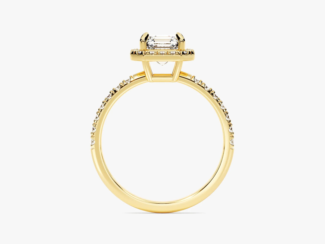 1.0CT Asscher Diamond Halo Pave Setting Moissanite Engagement Ring