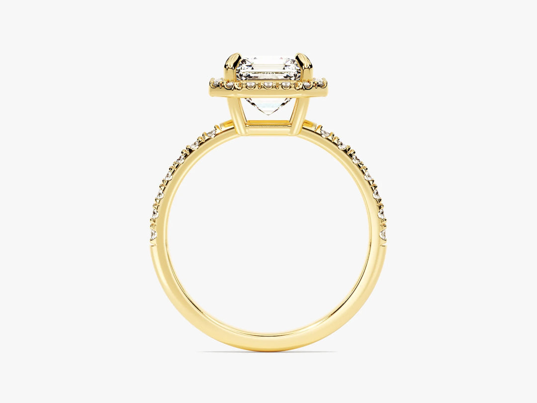 1.50CT Asscher Diamond Halo Pave Setting Moissanite Engagement Ring