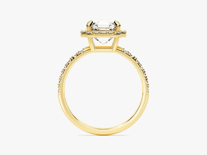 1.50CT Asscher Diamond Halo Pave Setting Moissanite Engagement Ring