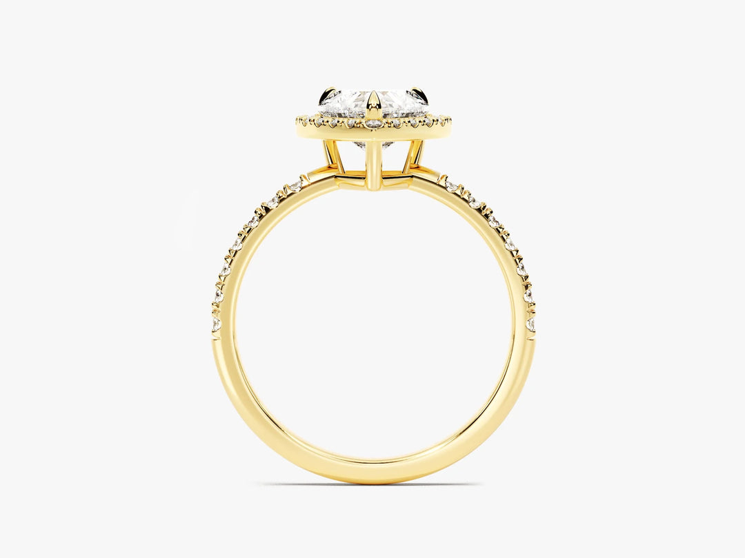 1.0CT Heart Diamond Halo Pave Setting Moissanite Engagement Ring