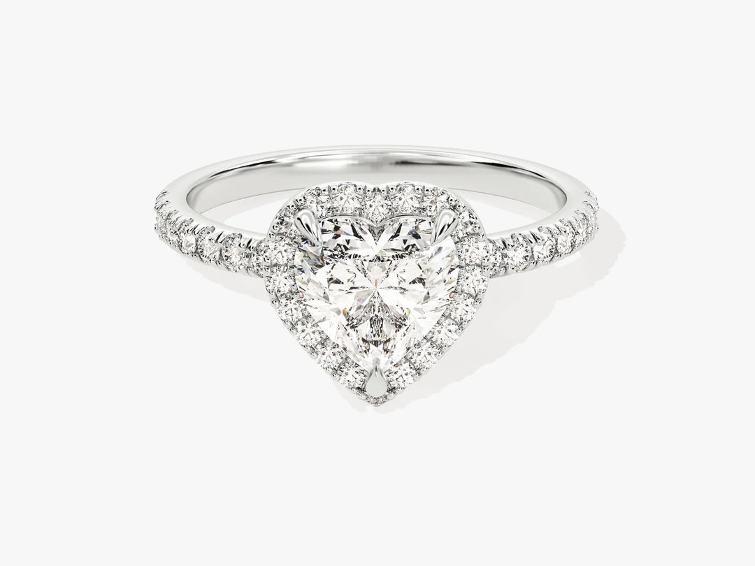 1.0CT Heart Diamond Halo Pave Setting Moissanite Engagement Ring