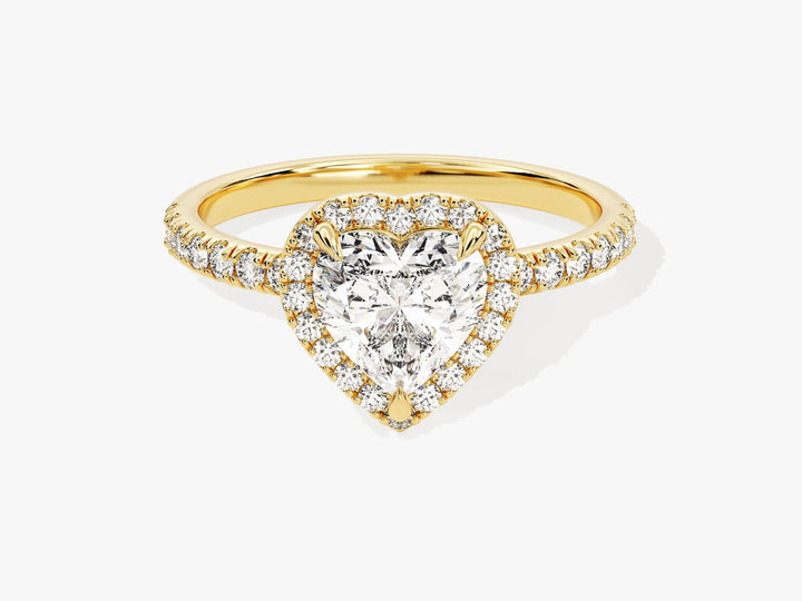 1.0CT Heart Diamond Halo Pave Setting Moissanite Engagement Ring