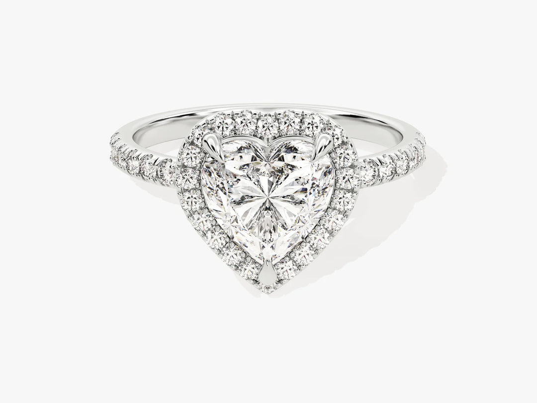 1.50CT Heart Diamond Halo Pave Setting Moissanite Engagement Ring