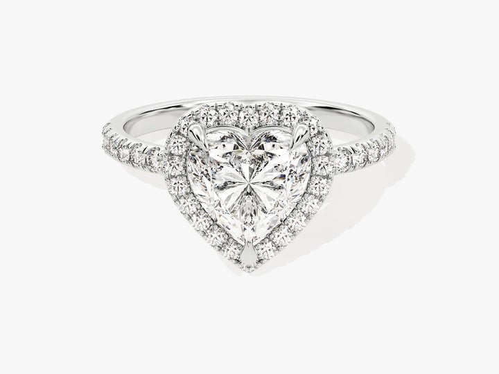 1.50CT Heart Diamond Halo Pave Setting Moissanite Engagement Ring