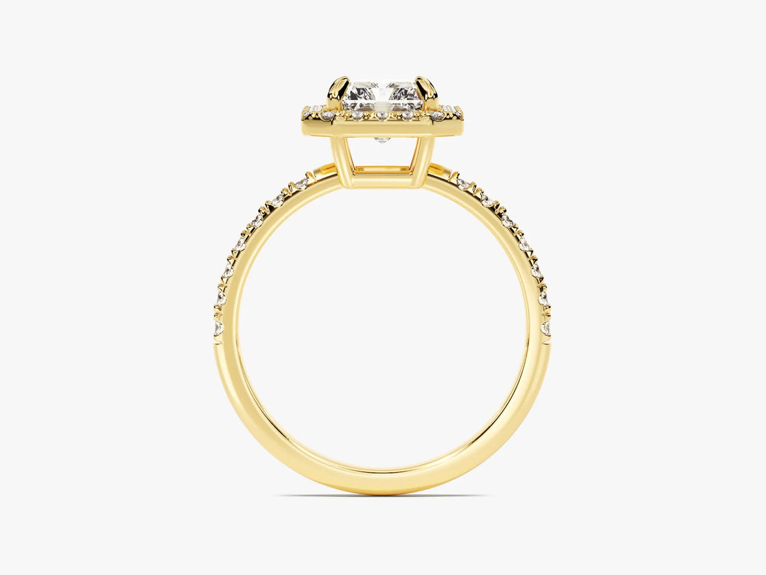 1.50CT Radiant Diamond Halo Pave Setting Moissanite Engagement Ring