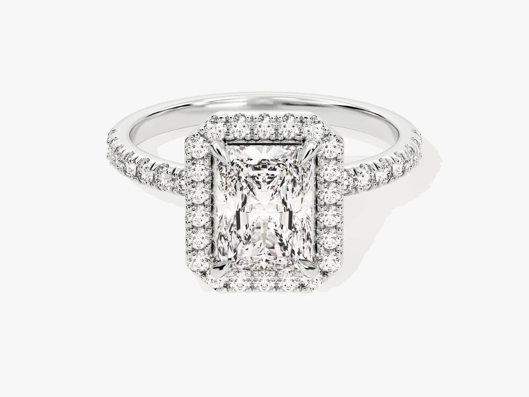 1.50CT Radiant Diamond Halo Pave Setting Moissanite Engagement Ring