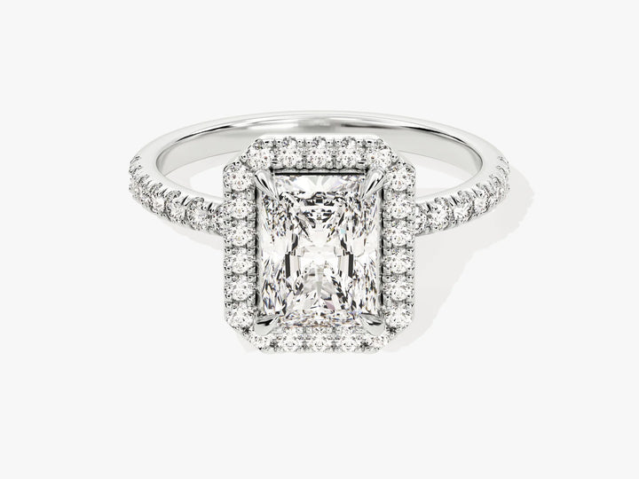 1.50CT Radiant Diamond Halo Pave Setting Moissanite Engagement Ring