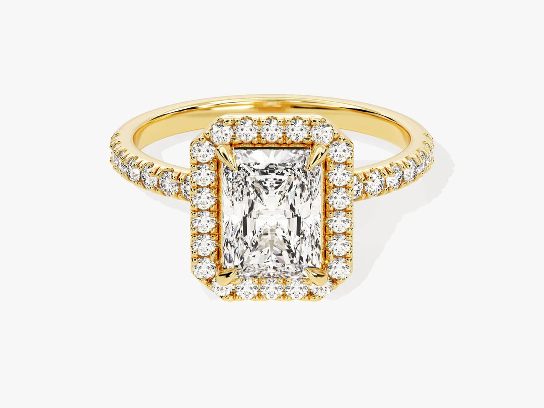 1.50CT Radiant Diamond Halo Pave Setting Moissanite Engagement Ring
