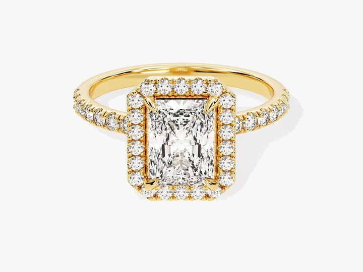 1.50CT Radiant Diamond Halo Pave Setting Moissanite Engagement Ring