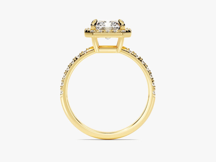 2.0CT Radiant Diamond Halo Pave Setting Moissanite Engagement Ring