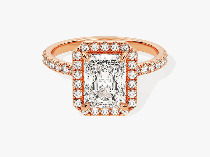 2.0CT Radiant Diamond Halo Pave Setting Moissanite Engagement Ring