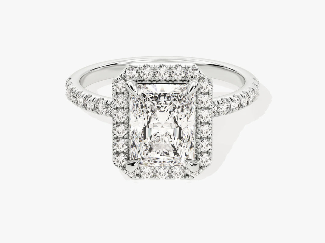 2.0CT Radiant Diamond Halo Pave Setting Moissanite Engagement Ring