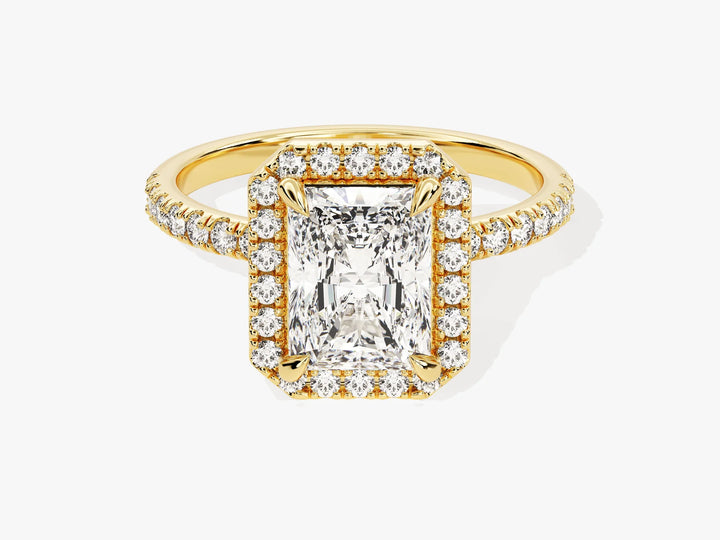 2.0CT Radiant Diamond Halo Pave Setting Moissanite Engagement Ring