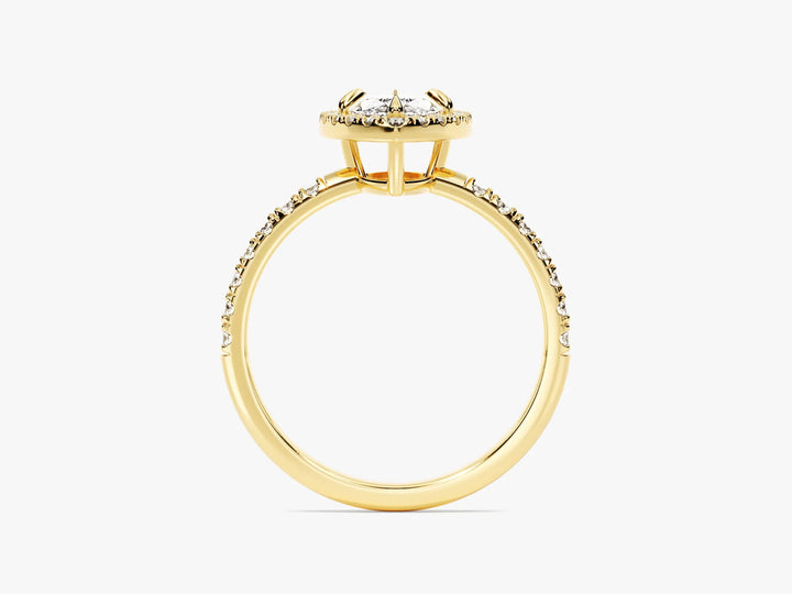 1.0CT Marquise Diamond Halo Pave Setting Moissanite Engagement Ring