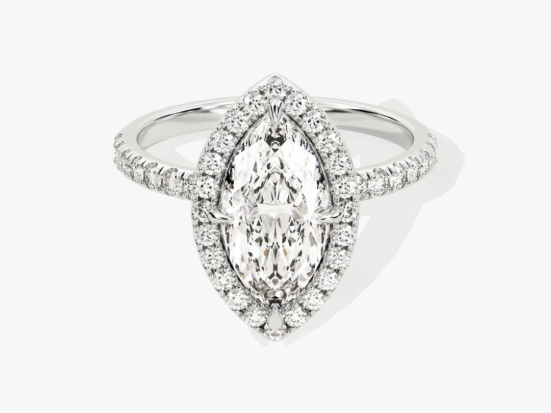 1.50CT Marquise Diamond Halo Pave Setting Moissanite Engagement Ring