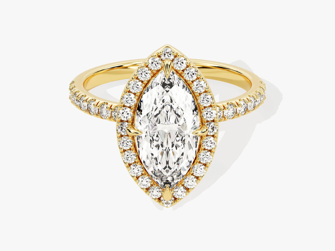 1.50CT Marquise Diamond Halo Pave Setting Moissanite Engagement Ring