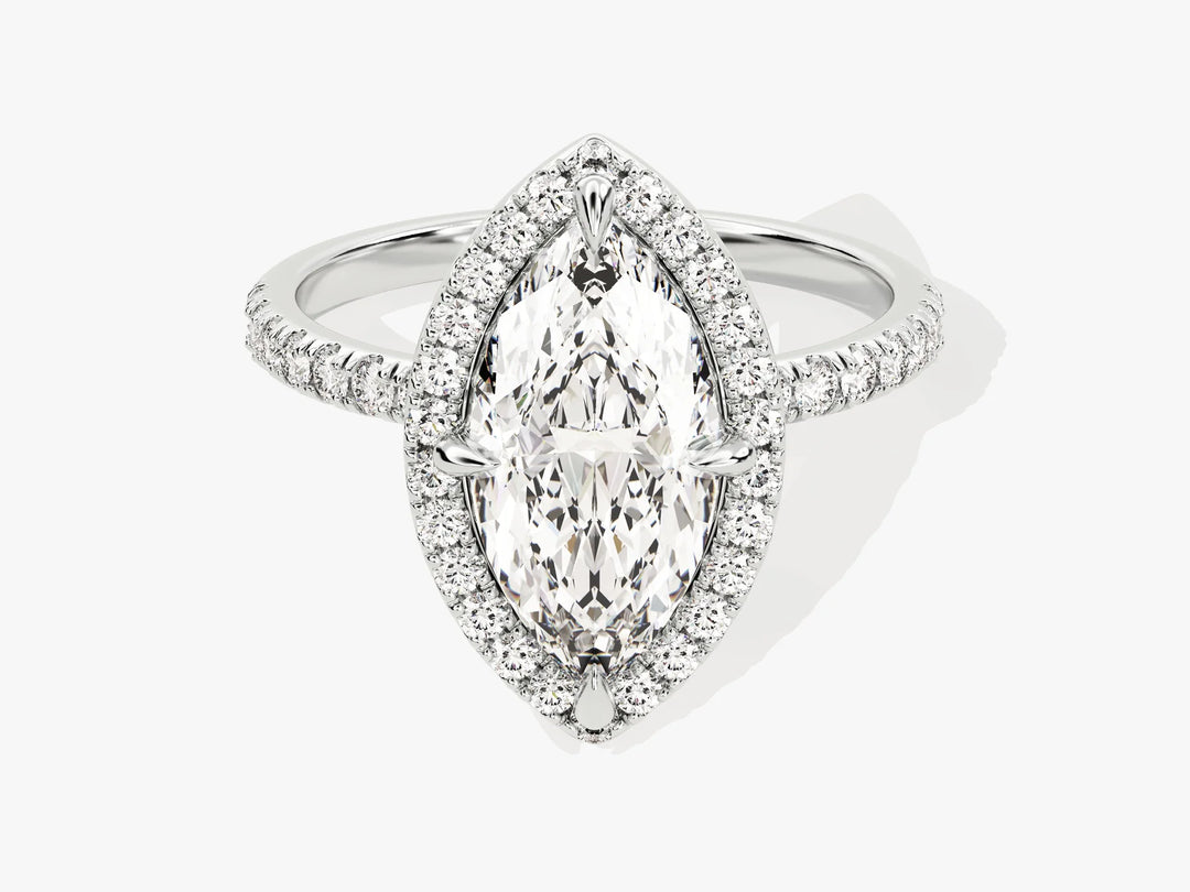 2.0CT Marquise Diamond Halo Pave Setting Moissanite Engagement Ring