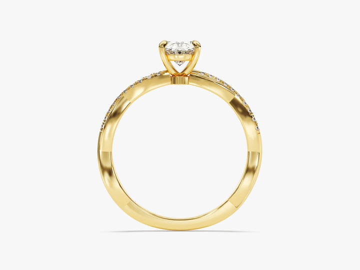 1.0CT Oval Diamond Twisted Pave Setting Moissanite Engagement Ring