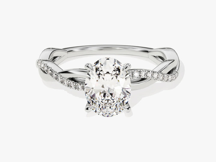 1.50CT Oval Diamond Twisted Pave Setting Moissanite Engagement Ring