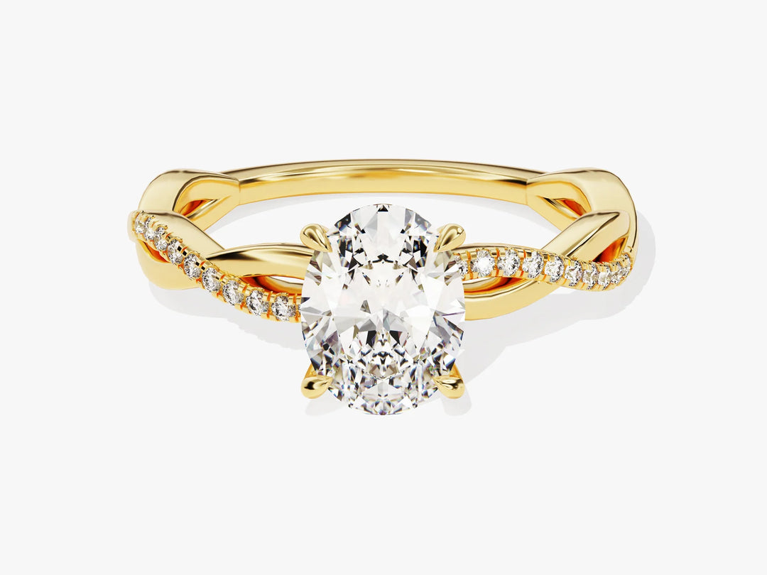 1.50CT Oval Diamond Twisted Pave Setting Moissanite Engagement Ring