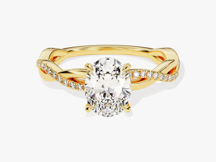 1.50CT Oval Diamond Twisted Pave Setting Moissanite Engagement Ring