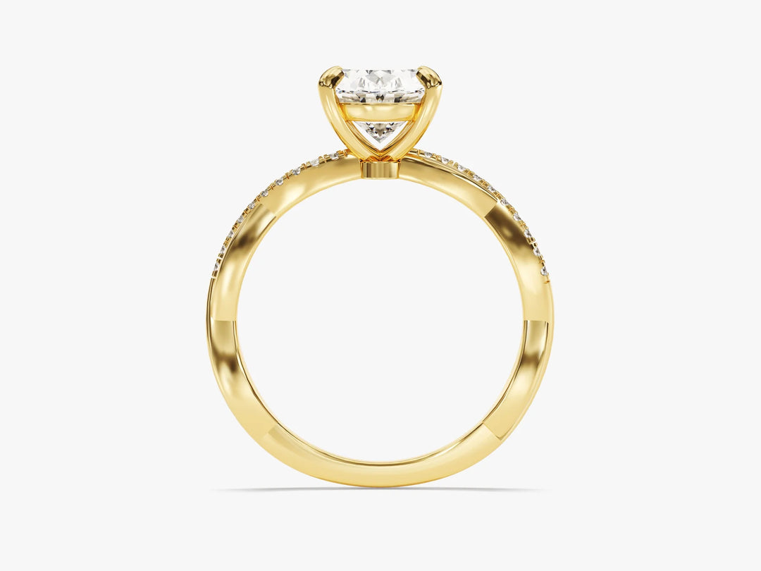 2.0CT Oval Diamond Twisted Pave Setting Moissanite Engagement Ring