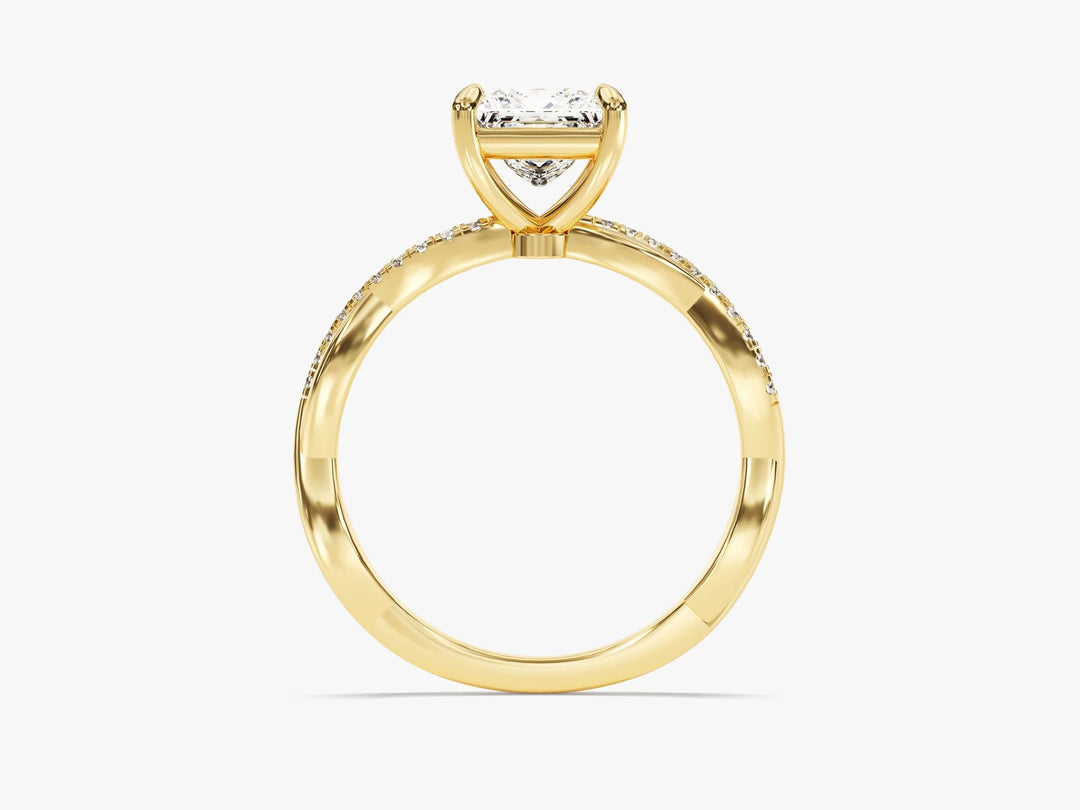 1.0CT Princess Diamond Twisted Pave Setting Moissanite Engagement Ring