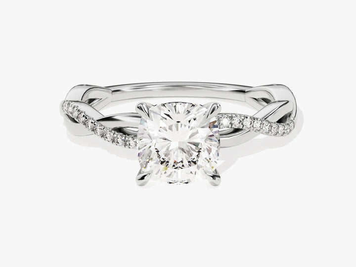 1.50CT Cushion Diamond Twisted Pave Setting Moissanite Engagement Ring