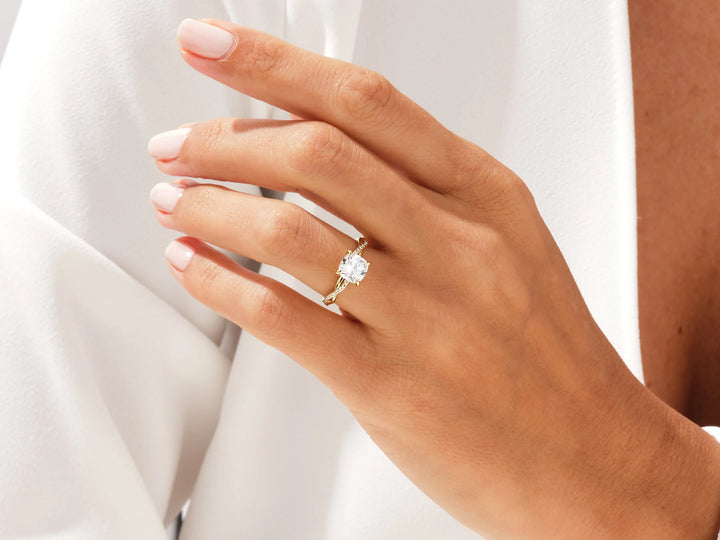 1.50CT Cushion Diamond Twisted Pave Setting Moissanite Engagement Ring