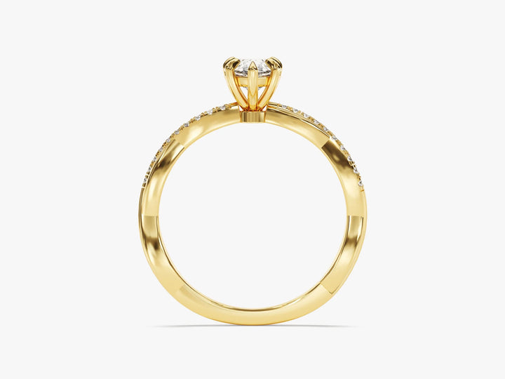 1.0CT Pear Diamond Twisted Pave Setting Moissanite Engagement Ring