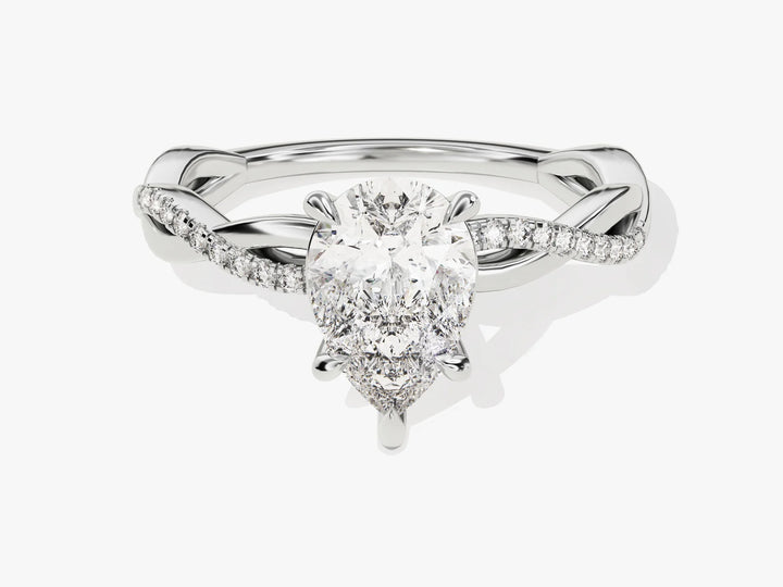 1.50CT Pear Diamond Twisted Pave Setting Moissanite Engagement Ring