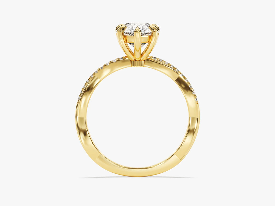 2.0CT Pear Diamond Twisted Pave Setting Moissanite Engagement Ring