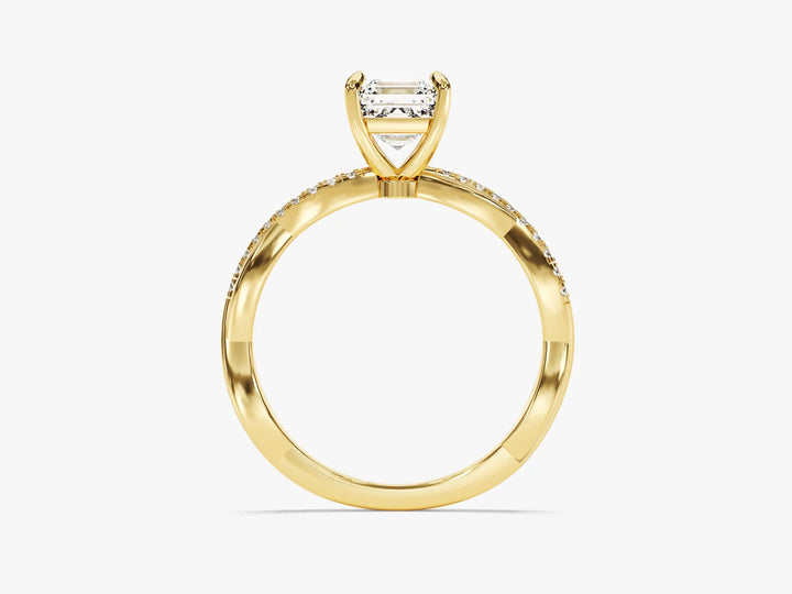 1.0CT Asscher Diamond Twisted Pave Setting Moissanite Engagement Ring