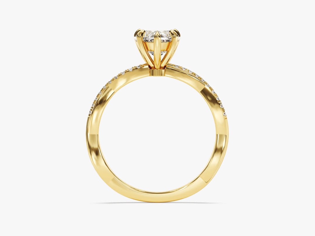 1.0CT Heart Diamond Twisted Pave Setting Moissanite Engagement Ring