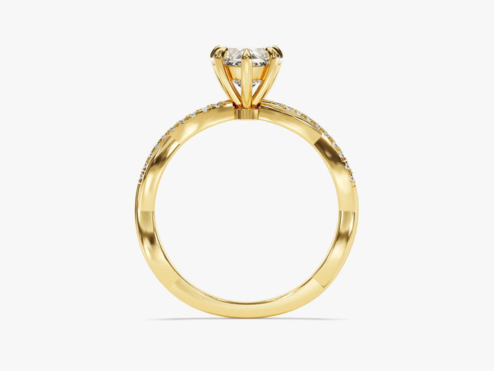 1.0CT Heart Diamond Twisted Pave Setting Moissanite Engagement Ring