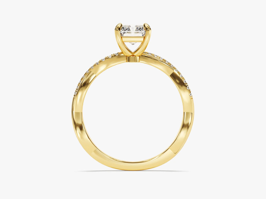 1.0CT Radiant Diamond Twisted Pave Setting Moissanite Engagement Ring