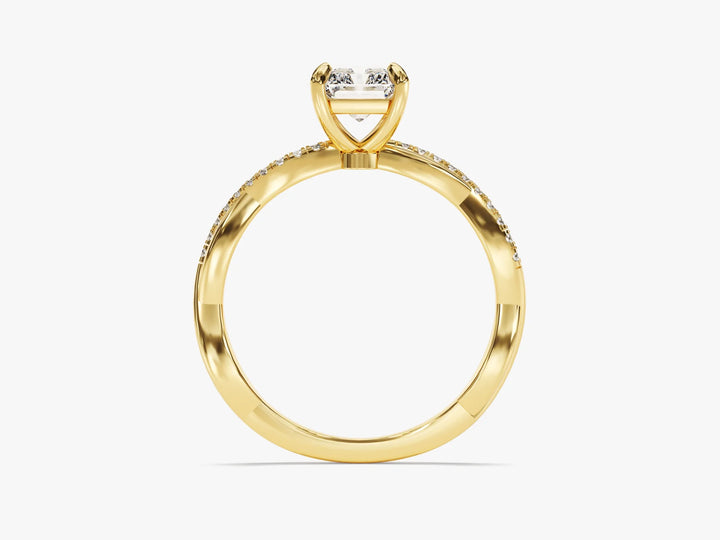 1.0CT Radiant Diamond Twisted Pave Setting Moissanite Engagement Ring