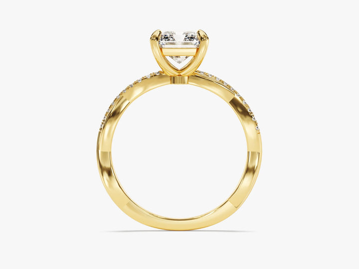 2.0CT Radiant Diamond Twisted Pave Setting Moissanite Engagement Ring