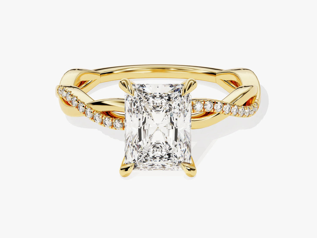 2.0CT Radiant Diamond Twisted Pave Setting Moissanite Engagement Ring