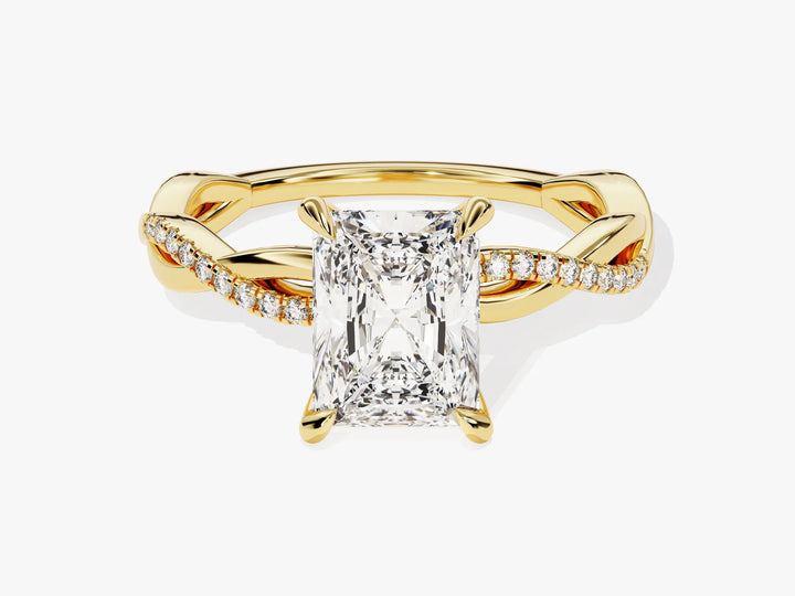 2.0CT Radiant Diamond Twisted Pave Setting Moissanite Engagement Ring