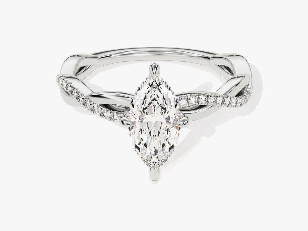 1.0CT Marquise Diamond Twisted Pave Setting Moissanite Engagement Ring