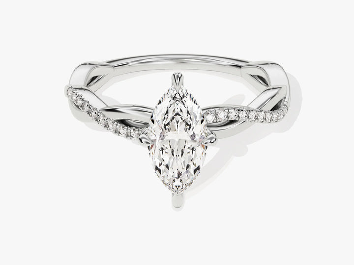 1.0CT Marquise Diamond Twisted Pave Setting Moissanite Engagement Ring