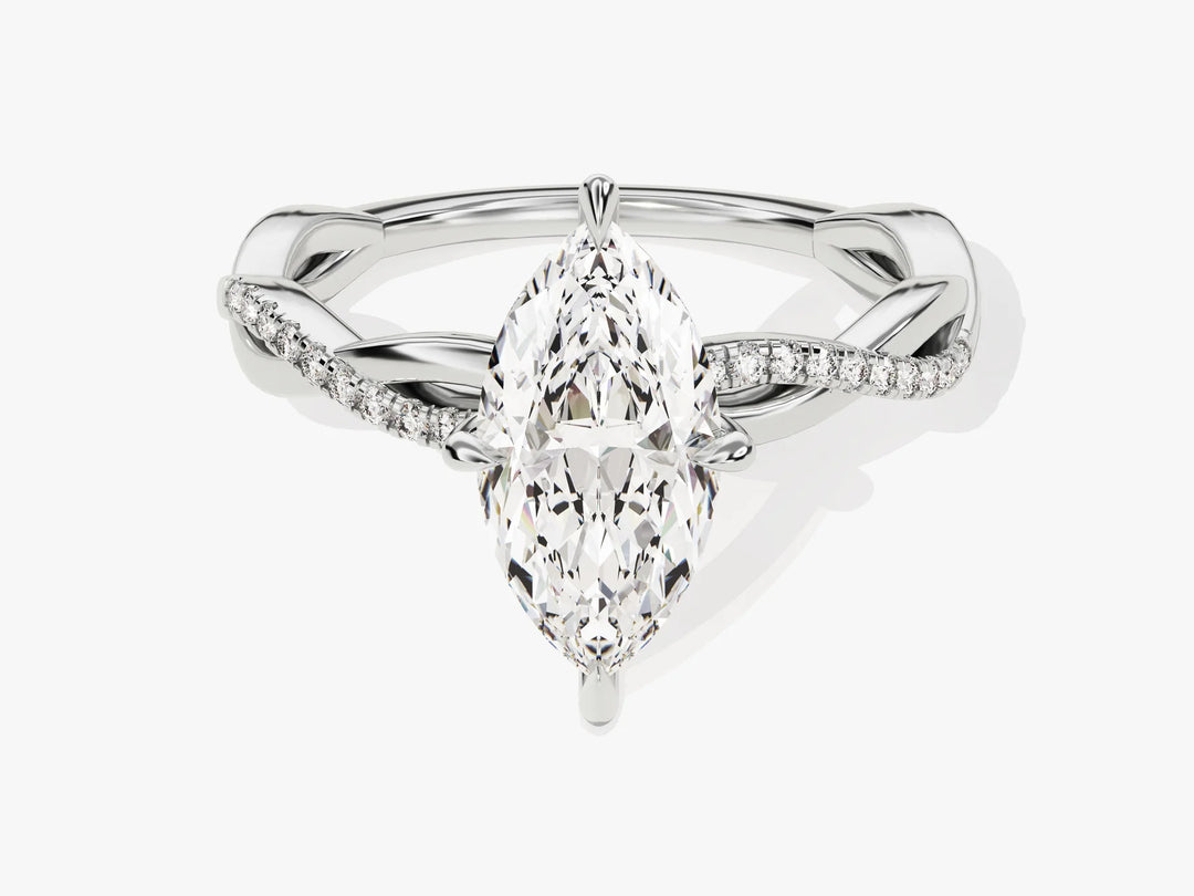 1.50CT Marquise Diamond Twisted Pave Setting Moissanite Engagement Ring