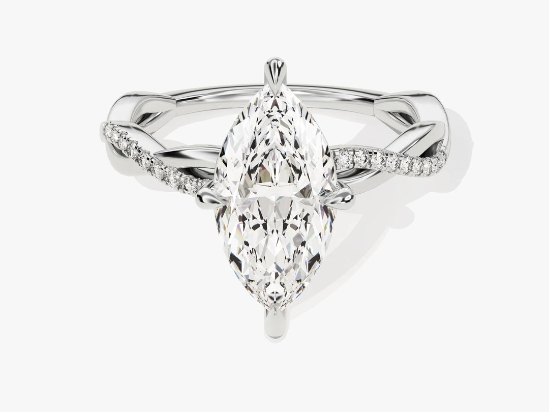 2.0CT Marquise Diamond Twisted Pave Setting Moissanite Engagement Ring