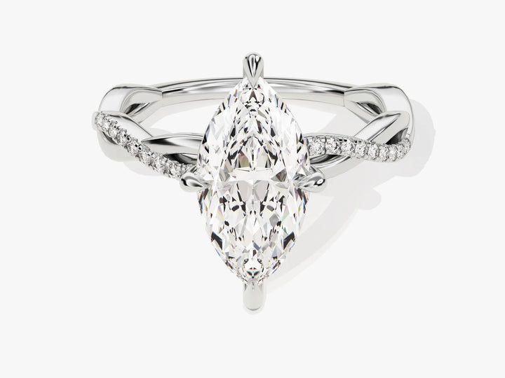 2.0CT Marquise Diamond Twisted Pave Setting Moissanite Engagement Ring