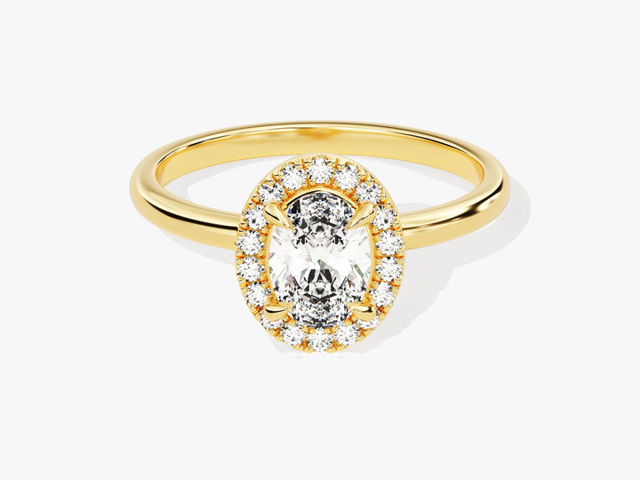 1.0CT Oval Diamond Halo Moissanite Engagement Ring